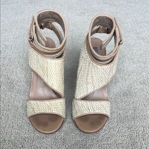 BCBGMAXAZRIA Martha Snakeskin Open Toe Sandals